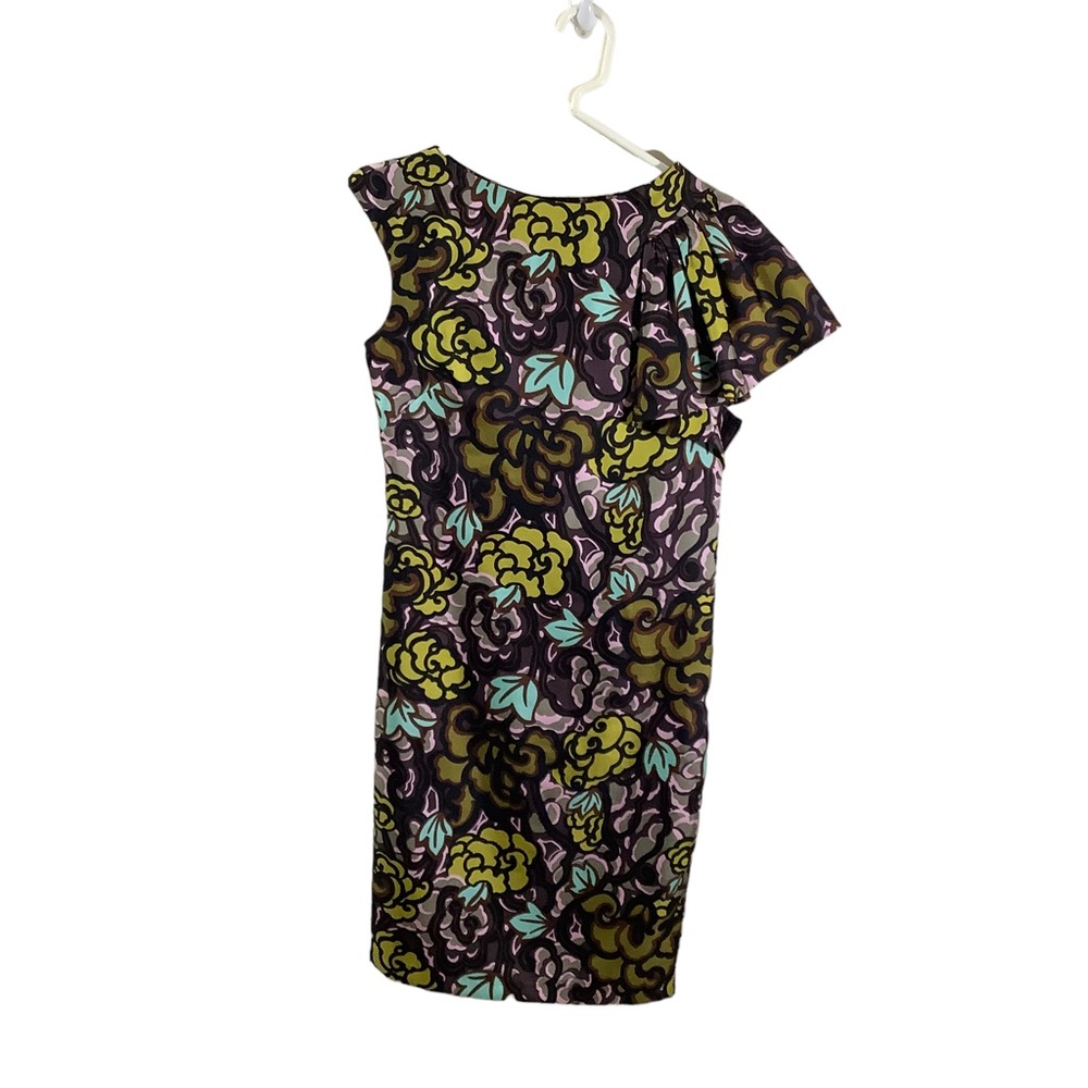 Milly of New York Gallerina Floral Print Silk Ruffle Sleeve Shift Dress